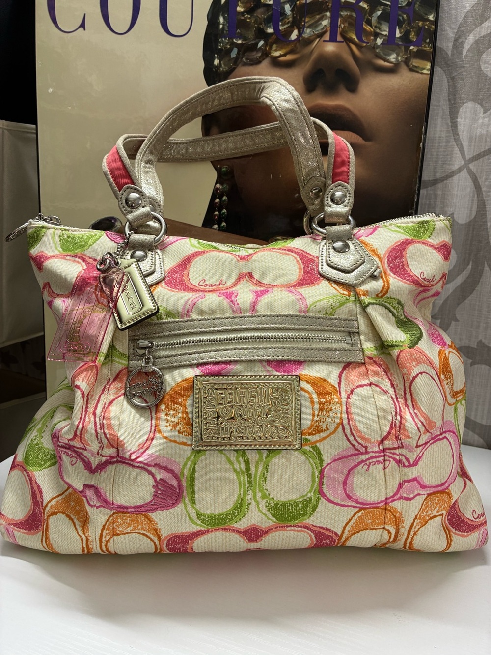 Coach poppy scribble c tote bag